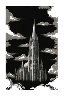 gothic cathedral scene tattoo design idea