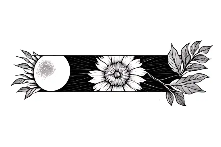 half philippine sun and half sampaguita flower tattoo design idea