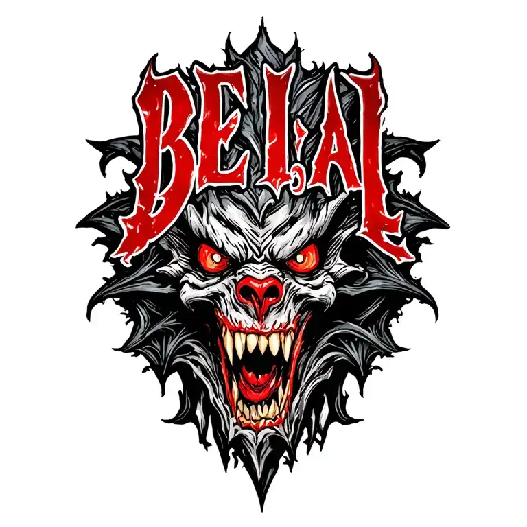 "B E L I A L" BELIAL DEMON tattoo design idea