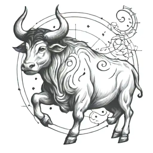 Taurus zodiac symbol constellation intertwined representing tattoo design idea