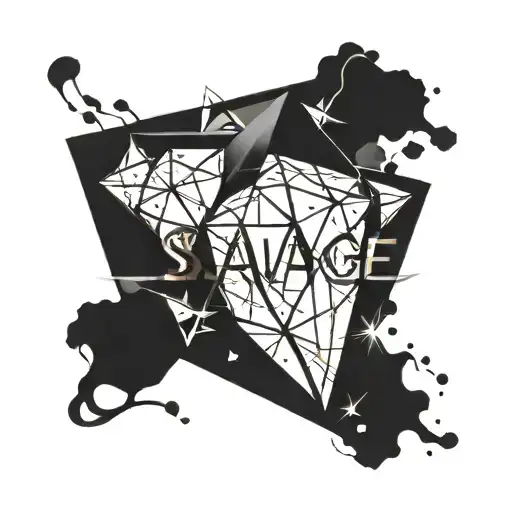 the word Savage Life written in the shape of a diamond tattoo design idea