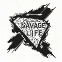 the word Savage Life written in the shape of a diamond tattoo design idea