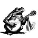Japanese Frog playing a banjo tattoo design idea