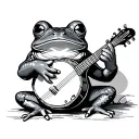 Japanese Frog playing a banjo tattoo design idea