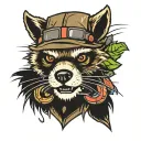 three redneck racoons tattoo design idea