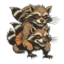 three redneck racoons tattoo design idea