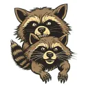 three redneck racoons tattoo design idea