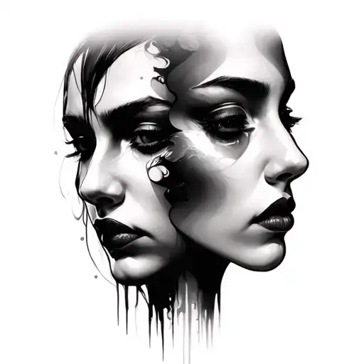 Double Face tattoo design idea