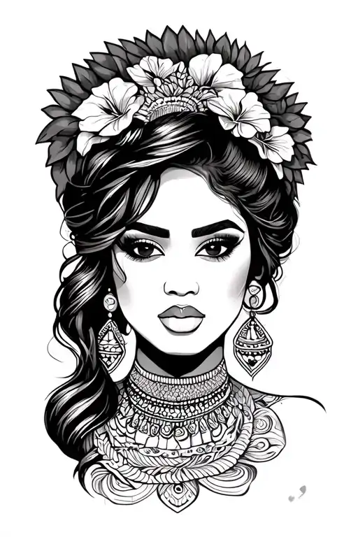 West Indian woman tattoo design idea