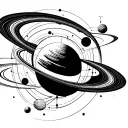 orbiting planets tattoo design idea