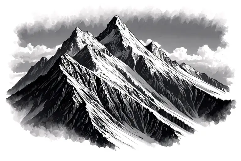 mountain scene tattoo design idea