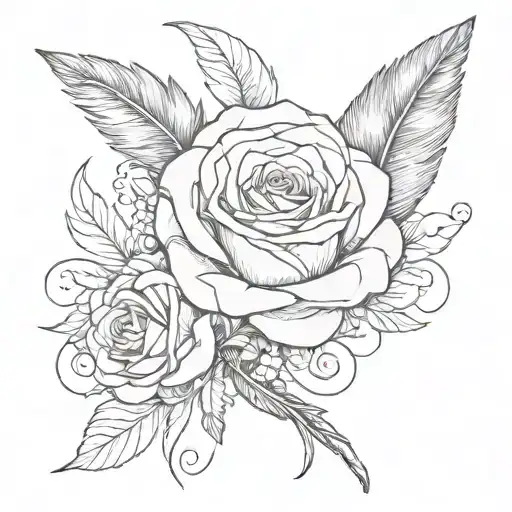 a feather and a rose in an infinity symbol tattoo design idea