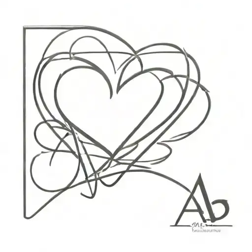 A minimalist tattoo of intertwined hearts with the initials AA hidden within the design tattoo design idea