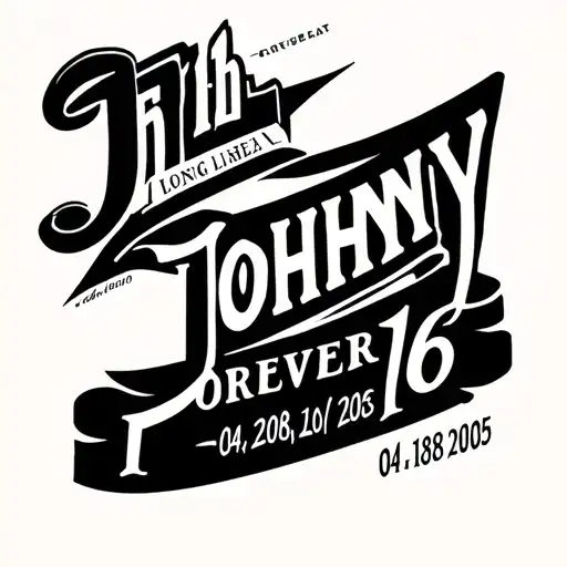 "04/18/2008-02/06/2025FOREVER16" heartbeat line long live Johnny forever16 tattoo design idea