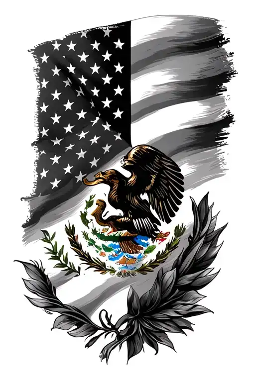 "My nationalities" Flag of Mexico and the United States tattoo design idea