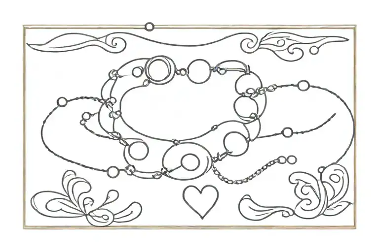 pearl bracelet with hearts   tattoo design idea