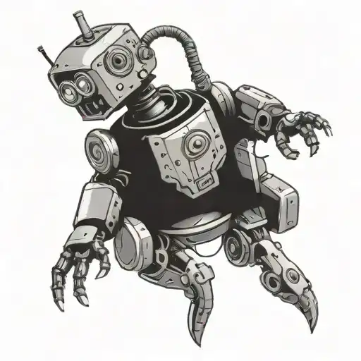 robotics in the skin by tearing it tattoo design idea