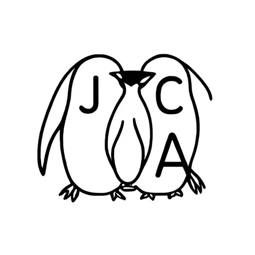 initials J D and C A in the shape of a penguin tattoo design idea