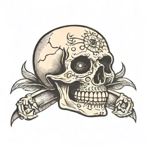 skull with nails in eyes tattoo design idea