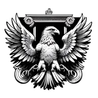 roman eagle with wings spread with roman pillar in background and also the colossuem tattoo design idea
