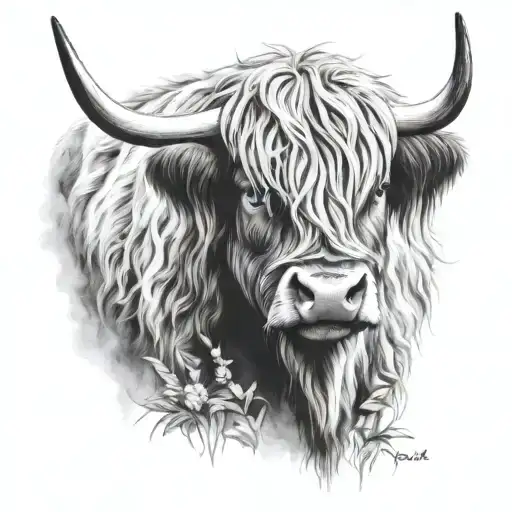 highland cow Scotland mum  tattoo design idea