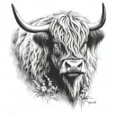 highland cow Scotland mum  tattoo design idea