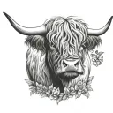 highland cow Scotland mum  tattoo design idea