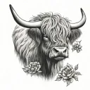 highland cow Scotland mum  tattoo design idea
