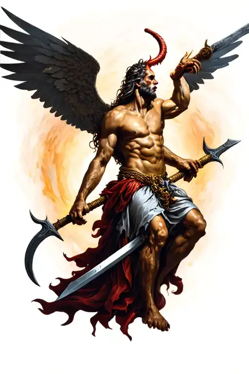 st micheal slaying satan tattoo design idea