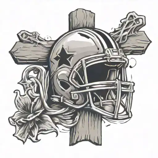 Steelers helmet and crucifix wooden cross tattoo design idea