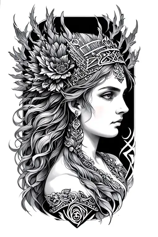 hel nordic godess tattoo design idea