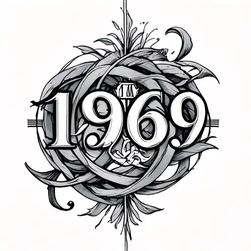 Psalm 23:4 with the number 1969 in Roman numerals intertwined tattoo design idea