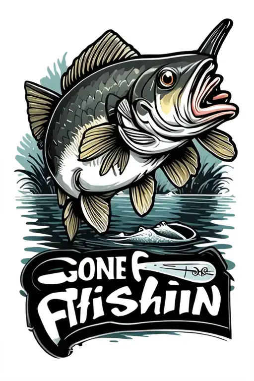 "Gone Fishin" Gone Fishing bass fish tattoo design idea