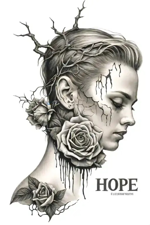 pain, addiction, redemption, hope tattoo design idea