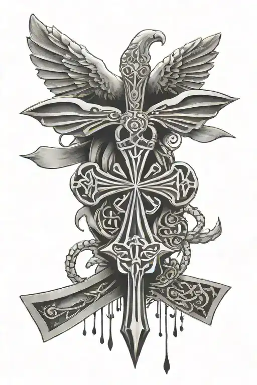 loyalty out values everything add a heart bleeding and the ANKH  tattoo design idea