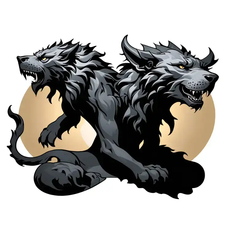 cerberus + hell tattoo design idea