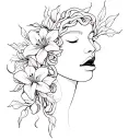 medusa tattoo with mouth covered and lilly flowers tattoo design idea