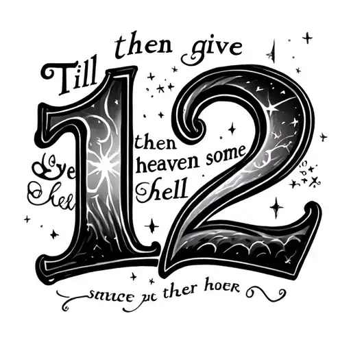 the number 12 with the words Til then give heaven some hell over the number tattoo design idea