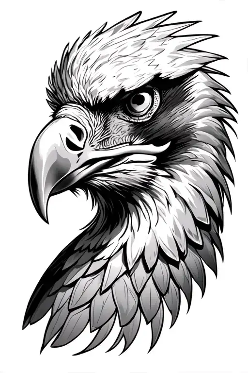 head of an eagle with rosary tattoo design idea
