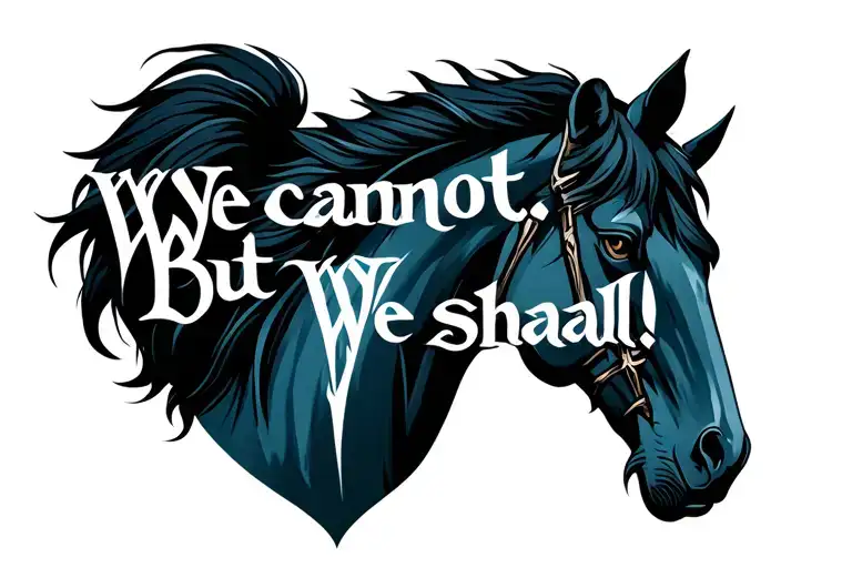 "We cannot. But we shall." Lord of the Rings Rohan Horse Symbol tattoo design idea