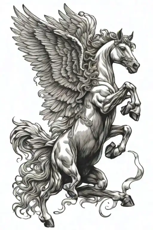 pegasus horse jumping tattoo design idea