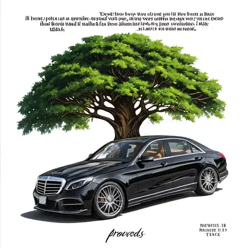"proverbs 3:18" mercedes benz with a tree  tattoo design idea