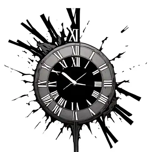 Broken Roman Numeral Clock tattoo design idea