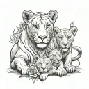 lioness protecting her cubs tattoo design idea
