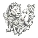 lioness protecting her cubs tattoo design idea