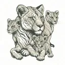 lioness protecting her cubs tattoo design idea