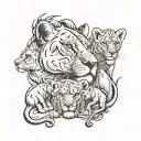 lioness protecting her cubs tattoo design idea
