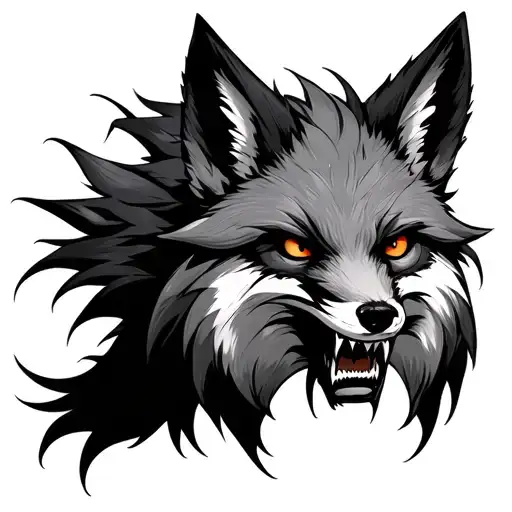 snarling fox tattoo design idea