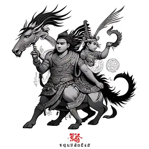 Chinese zodiac signs as Khmer warriors tattoo design idea