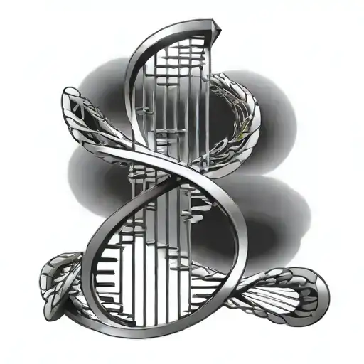 curved dna double helix tattoo design idea